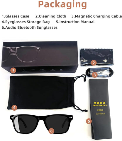 Smart Glasses Polarized Sunglass Audio Mic Speakers Bluetooth Call Remote Camera