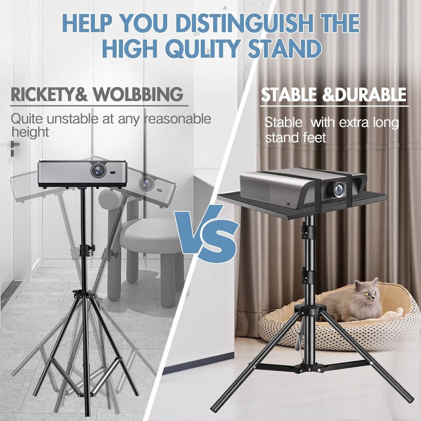 Projector Stand 22 to 55 Inch Laptop Tripod with Phone Holder for DJ Equipment
