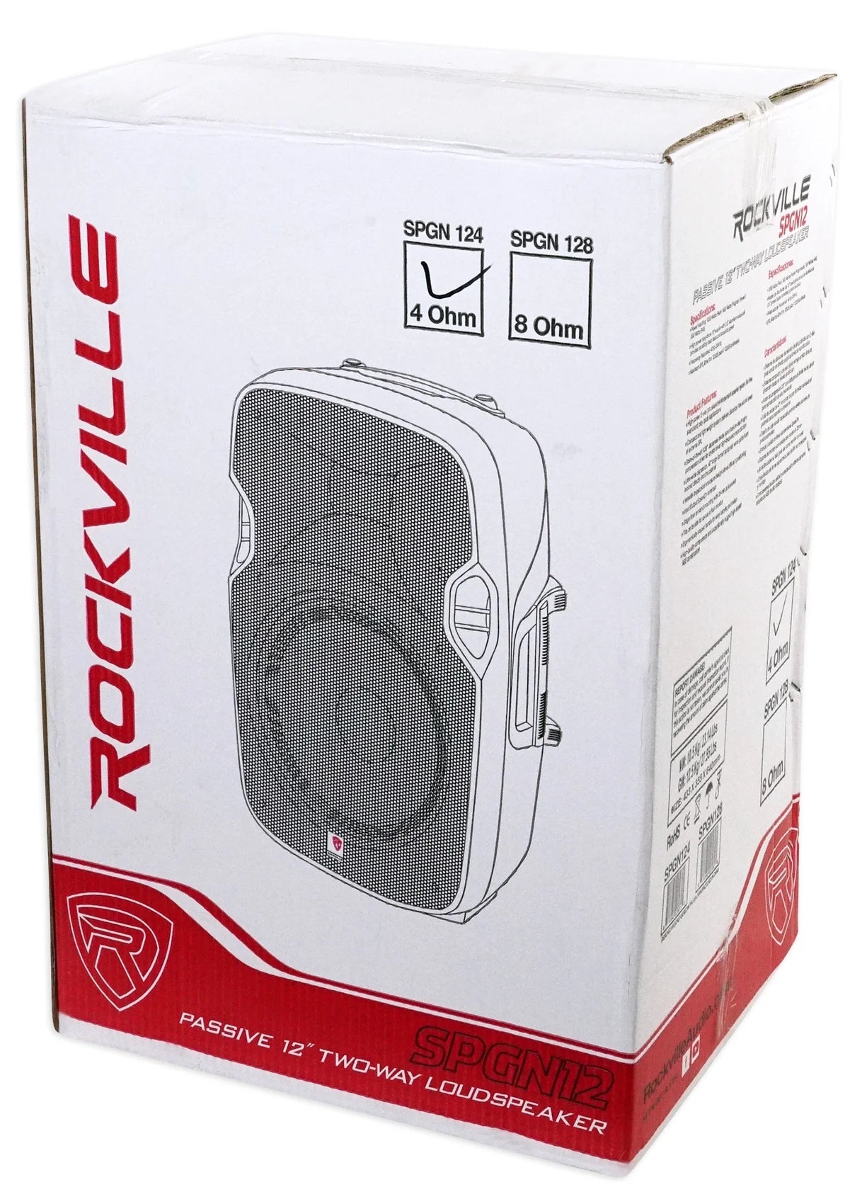 (2)  SPGN124 12" Passive 2400W DJ PA Speakers+Stands+Cables+Carry Bag