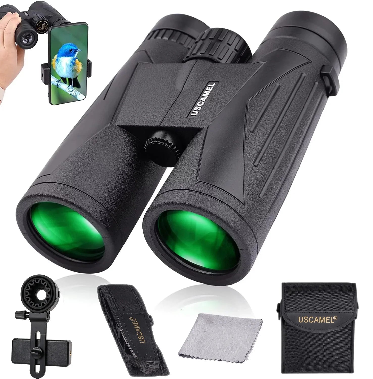 12X42 Binoculars for Adults, High Powered Waterproof Binoculars for Day and Night, Professional Binoculars for Bird Watching, Hunting