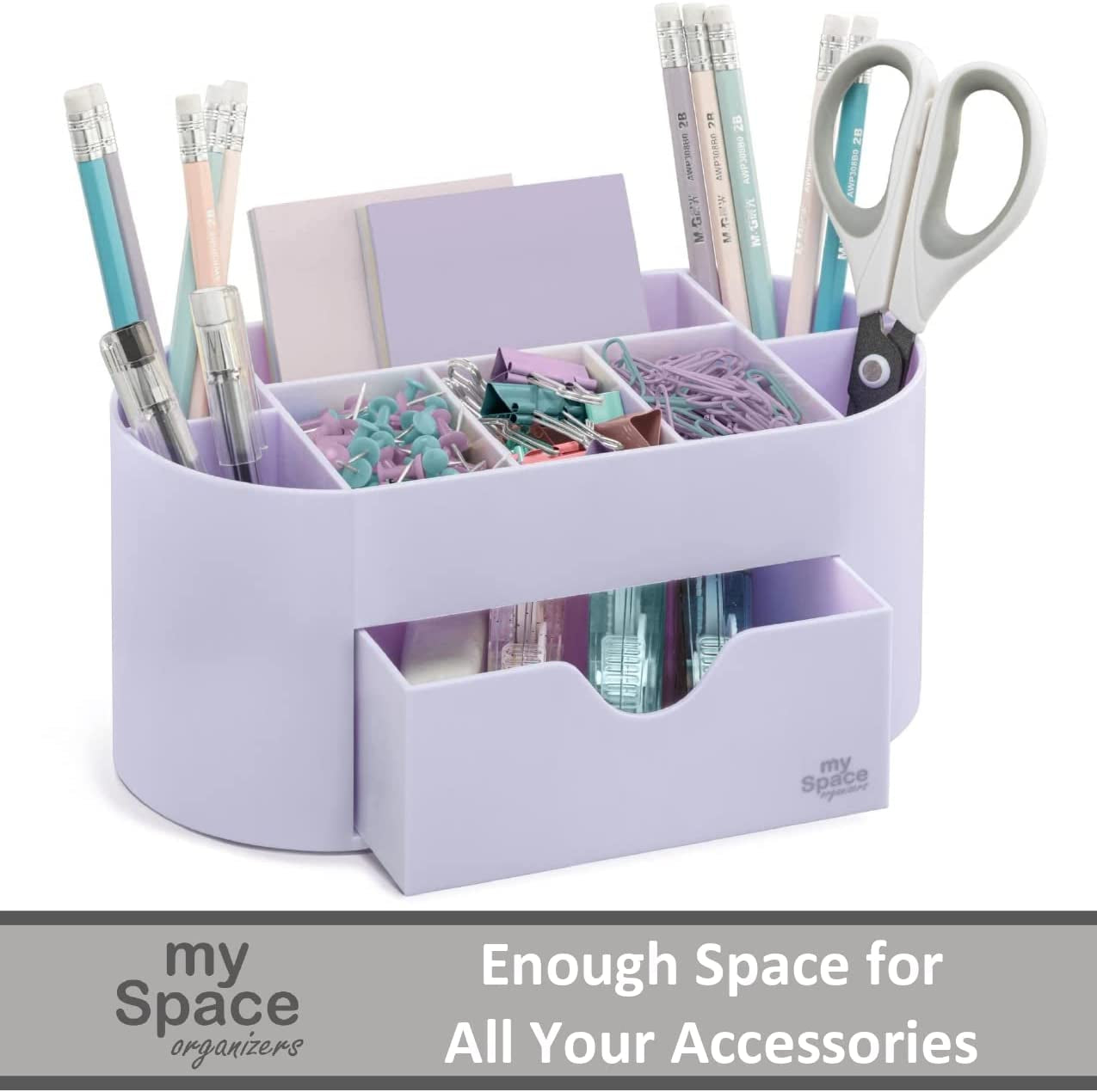 Acrylic Desk Organizer for Office Supplies and Accessories Pen Holder Office Organization Desktop Organizer for Room College Dorm Home School, Light Purple (White Lavender)