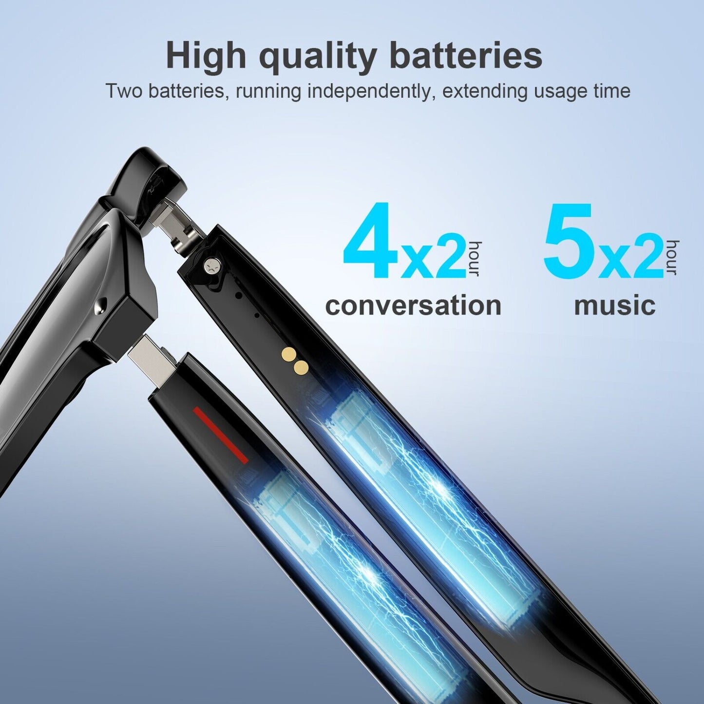 Smart Glasses Polarized Sunglass Audio Mic Speakers Bluetooth Call Remote Camera