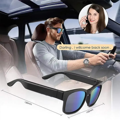 Smart Glasses Bluetooth Waterproof Sunglasses, Open Ear Audio Sunglasses Speaker Compatiable with All Smart Phones