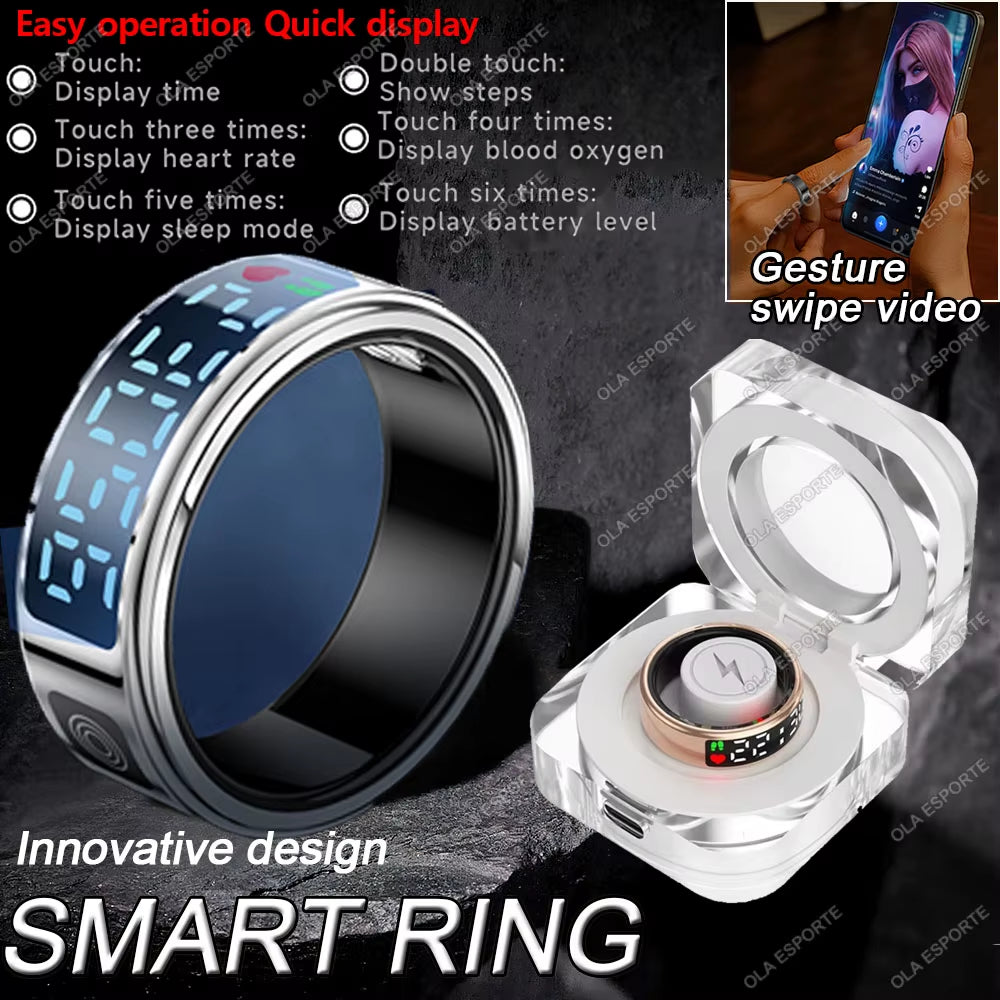 2025 for Xiaomi Samsung Galaxy Ring Smart Touch Disaply Screen Gesture Swipe Video Health Monitor Waterproof Smartring Men Women