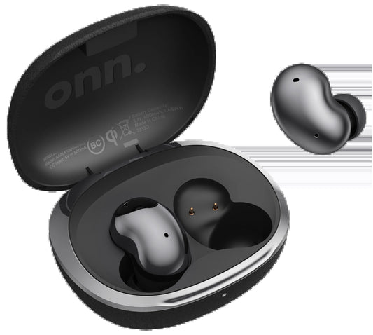 Wireless Earphones with Adaptive Noise Cancellation & Charging Case, Black (New)