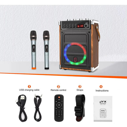 Karaoke Machine for Adults & Kids, Portable Bluetooth Speaker with 2 Wireless Karaoke Microphones, Home Karaoke System