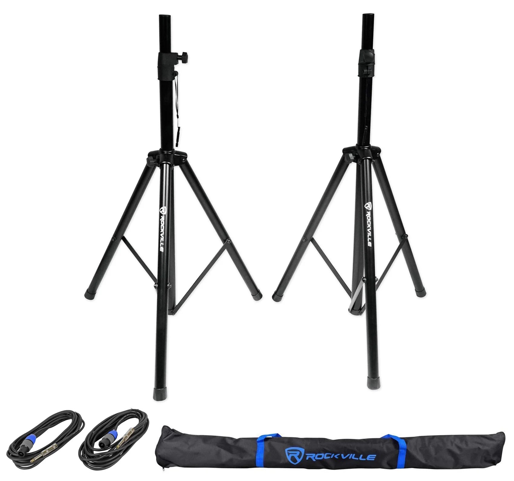 (2)  SPGN124 12" Passive 2400W DJ PA Speakers+Stands+Cables+Carry Bag