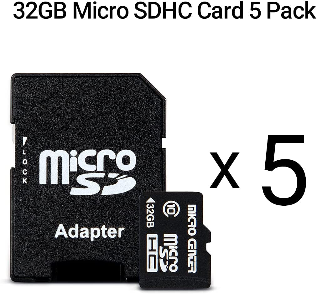 32GB Class 10 Microsdhc Flash Memory Card with Adapter for Mobile Device Storage Phone, Tablet, Drone & Full HD Video Recording - 80Mb/S UHS-I, C10, U1 (5 Pack)