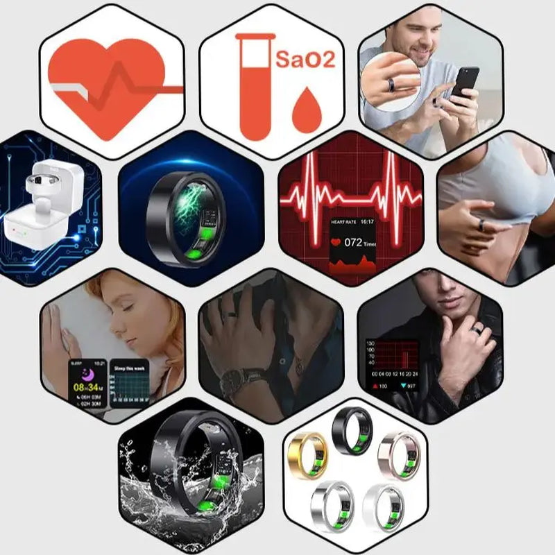 NEW Smart Ring Activity Tracker Blood Oxygen Blood Pressure Heart Rate Sleep Monitor Waterproof Heart Men Women Smart Finger