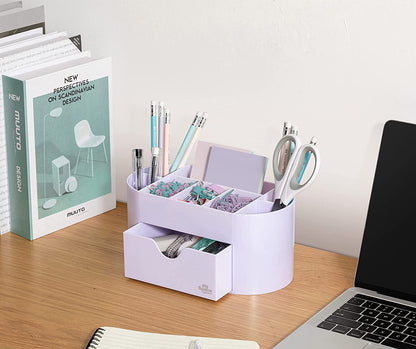 Acrylic Desk Organizer for Office Supplies and Accessories Pen Holder Office Organization Desktop Organizer for Room College Dorm Home School, Light Purple (White Lavender)