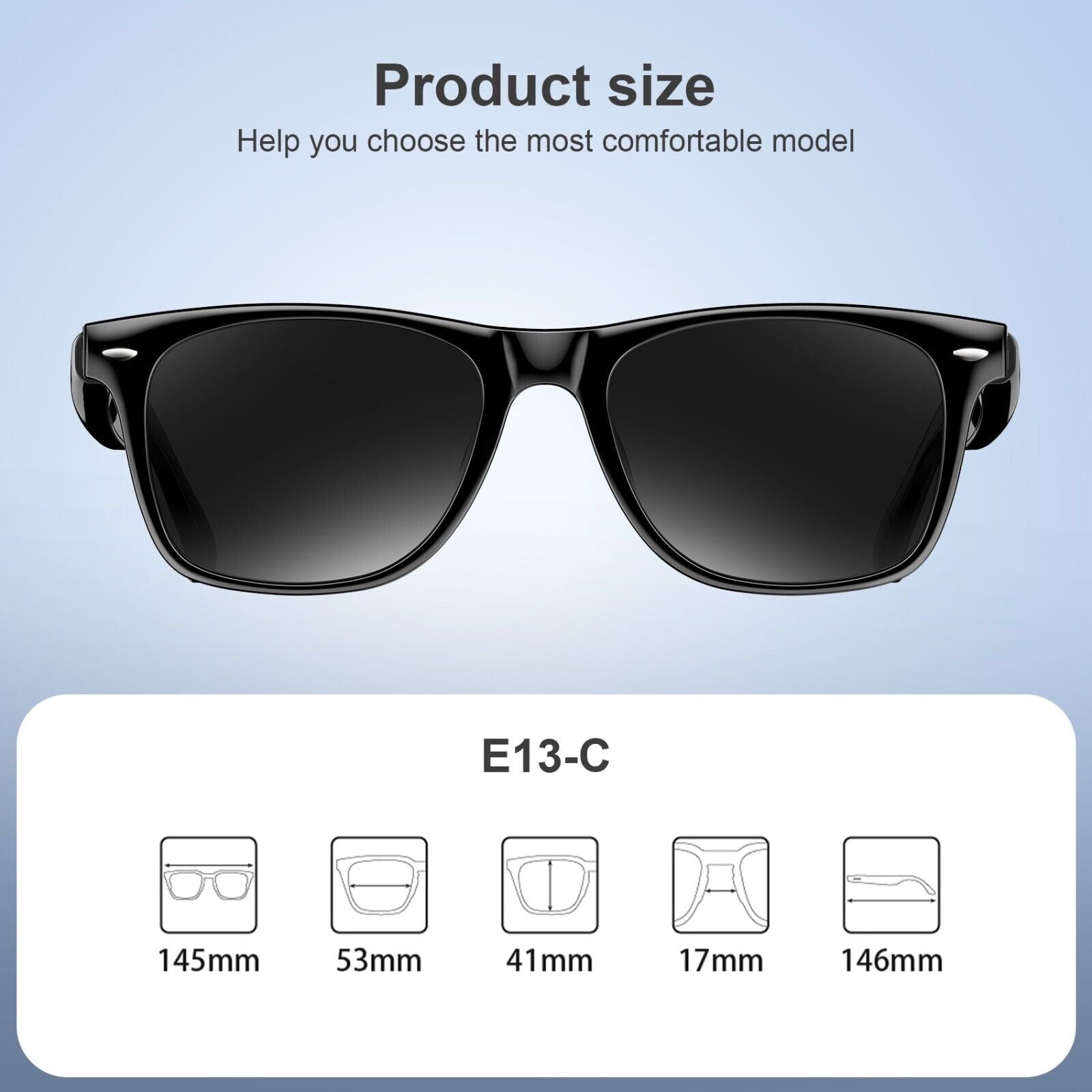 Smart Glasses Polarized Sunglass Audio Mic Speakers Bluetooth Call Remote Camera