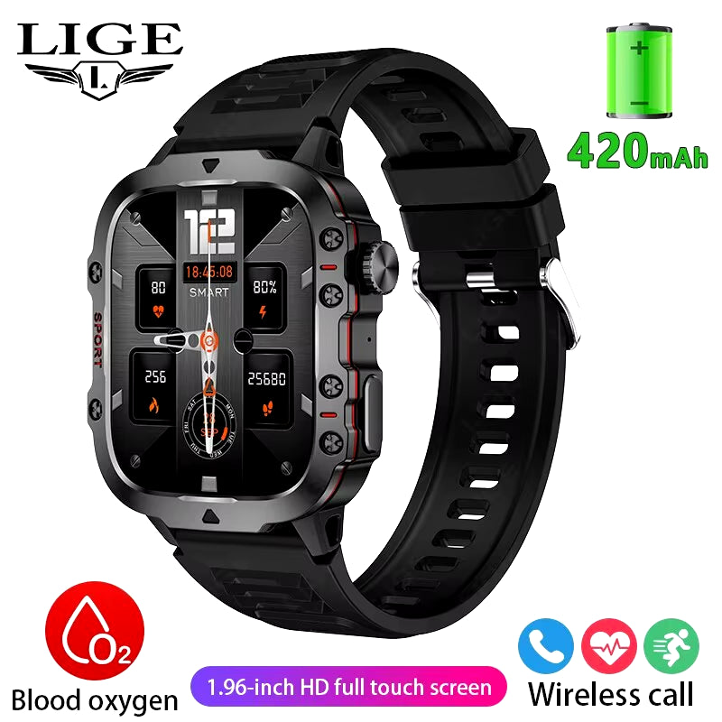 New Smart Watch 1.96 Inch Screen 420 Mah Bluetooth Call Voice Assistant Watch Sports Fitness Waterproof Smartwatch for Men