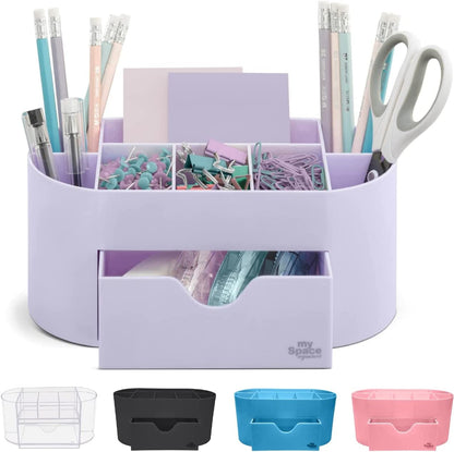 Acrylic Desk Organizer for Office Supplies and Accessories Pen Holder Office Organization Desktop Organizer for Room College Dorm Home School, Light Purple (White Lavender)