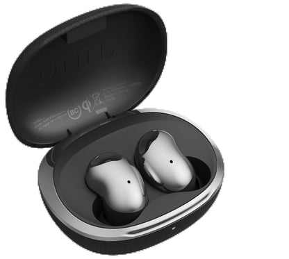 Wireless Earphones with Adaptive Noise Cancellation & Charging Case, Black (New)