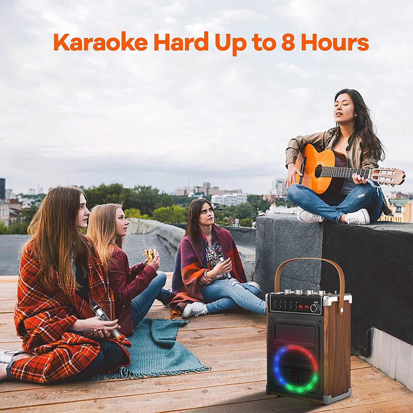 Karaoke Machine for Adults & Kids, Portable Bluetooth Speaker with 2 Wireless Karaoke Microphones, Home Karaoke System